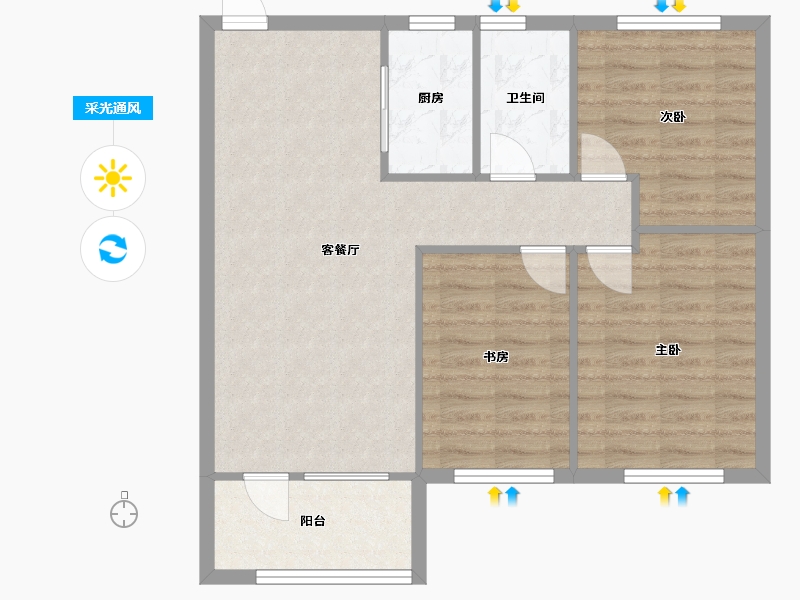 辽宁省-沈阳市-荣盛锦绣御府梅江街（25,26）号楼101m²-75.76-户型库-采光通风