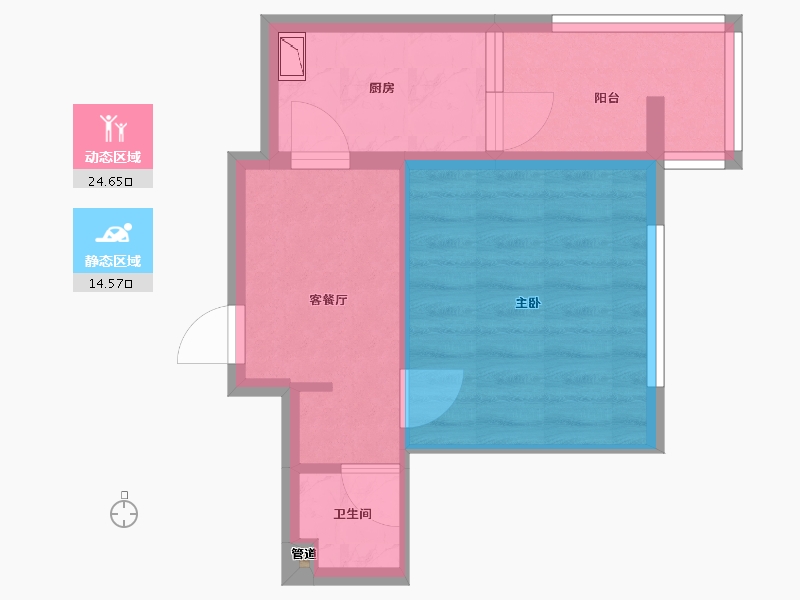 辽宁省-沈阳市-世纪学府皇姑区淮河街11号（A座）42m²-34.11-户型库-动静分区