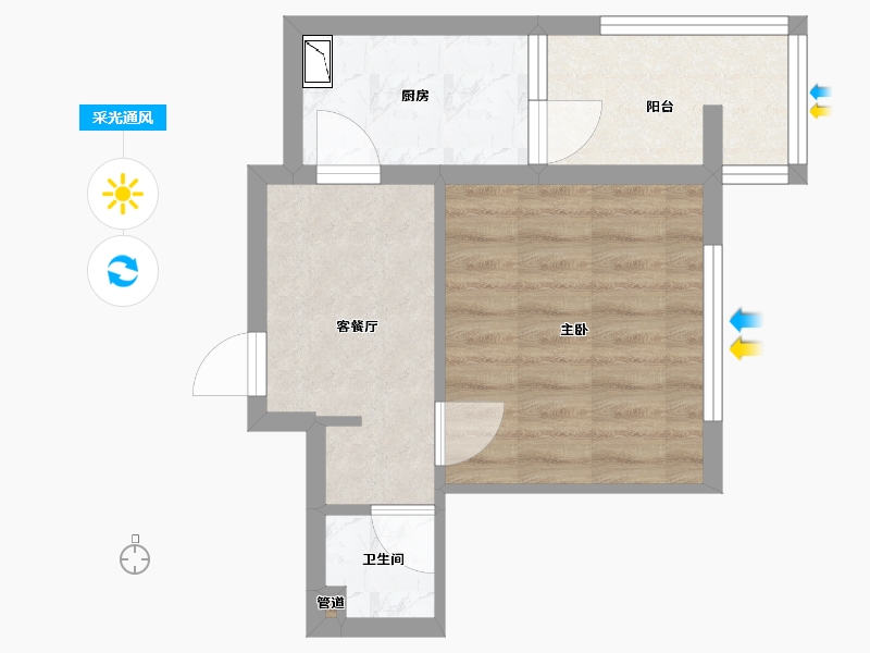 辽宁省-沈阳市-世纪学府皇姑区淮河街11号（A座）42m²-34.11-户型库-采光通风