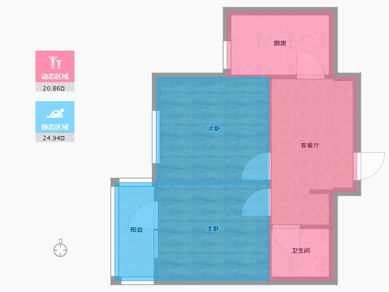 辽宁省-沈阳市-世纪学府皇姑区淮河街11号（A座）51m²-40.80-户型库-动静分区