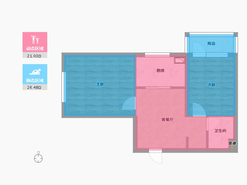 辽宁省-沈阳市-世纪学府皇姑区淮河街11号（A座）52m²-41.68-户型库-动静分区