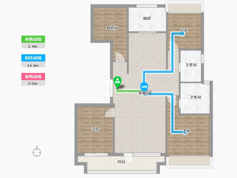 辽宁省-沈阳市-荣盛锦绣御府梅江街75-7号（7号楼）160m²-116.17-户型库-动静线