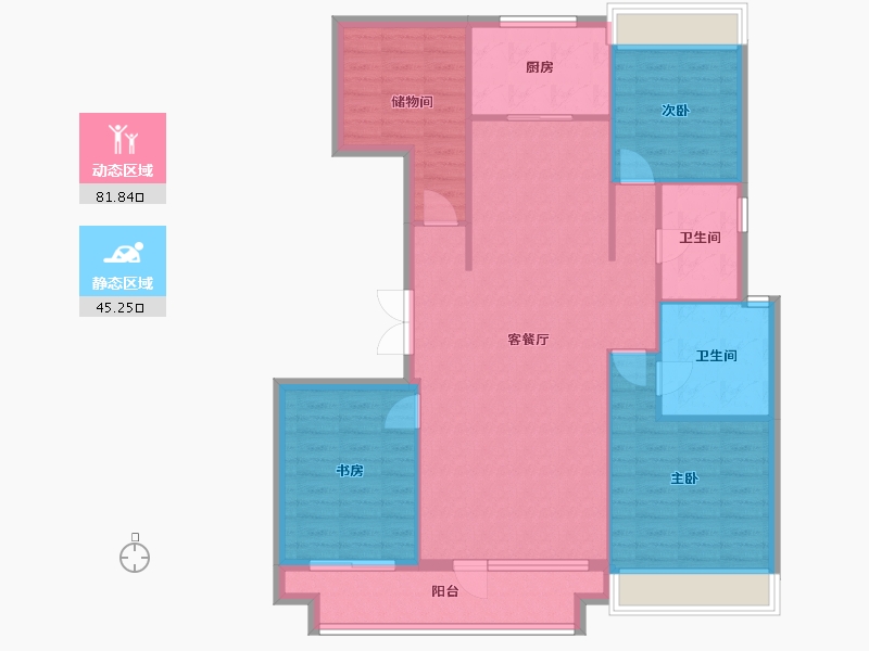 辽宁省-沈阳市-荣盛锦绣御府梅江街75-7号（7号楼）160m²-116.17-户型库-动静分区