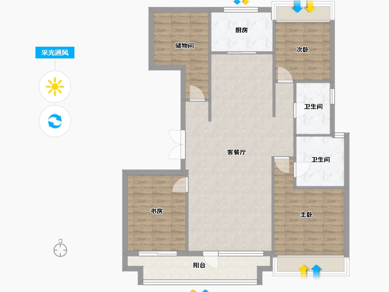 辽宁省-沈阳市-荣盛锦绣御府梅江街75-7号（7号楼）160m²-116.17-户型库-采光通风