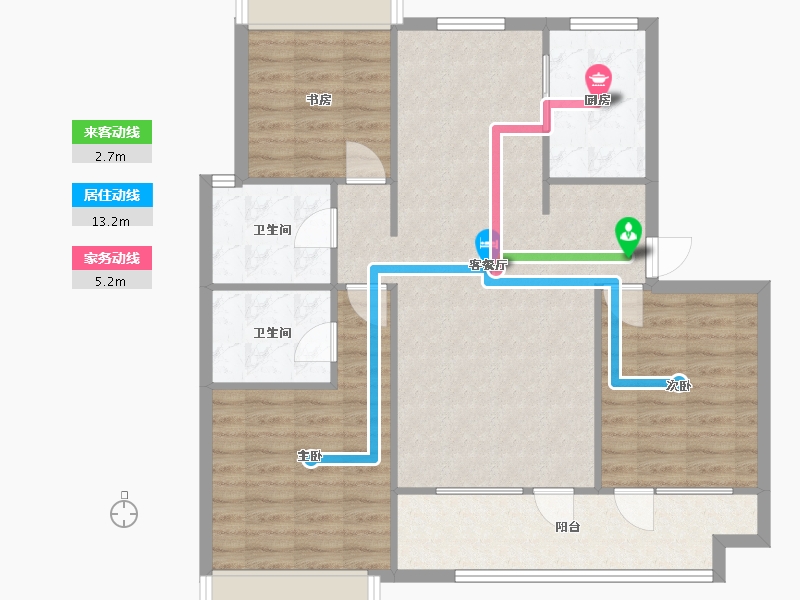 辽宁省-沈阳市-荣盛锦绣御府梅江街（1,2,3,15）号楼127m²-96.75-户型库-动静线