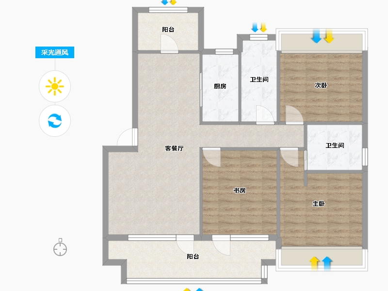 辽宁省-沈阳市-荣盛锦绣御府梅江街（12,4,8）号楼121m²-98.84-户型库-采光通风