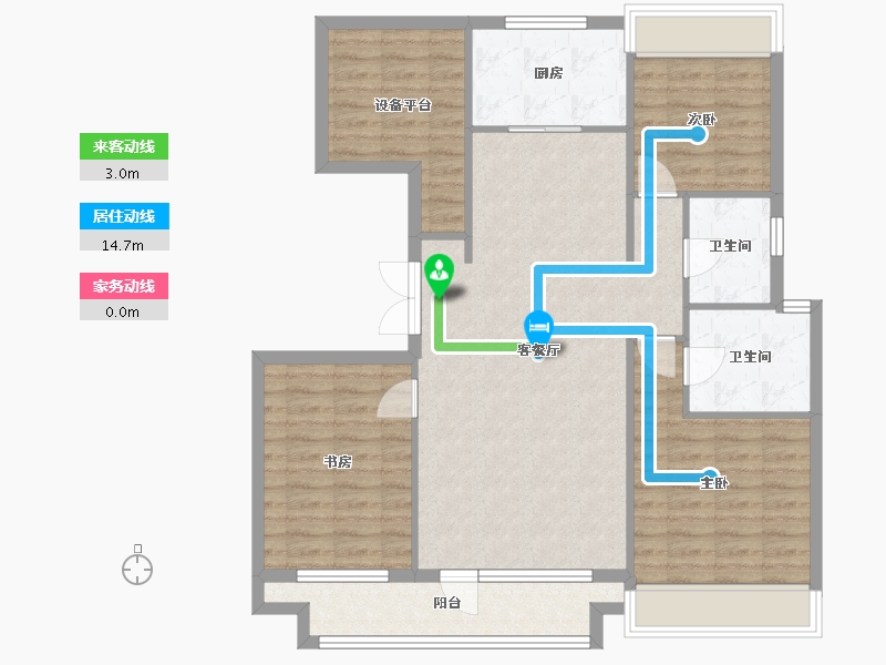 辽宁省-沈阳市-荣盛锦绣御府梅江街（13,5,11,6）号楼134m²-105.57-户型库-动静线