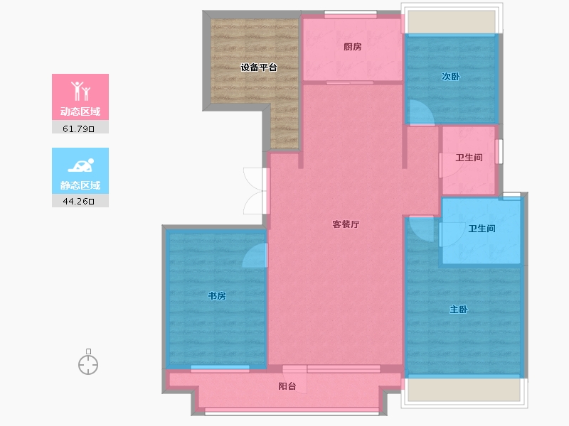 辽宁省-沈阳市-荣盛锦绣御府梅江街（13,5,11,6）号楼134m²-105.57-户型库-动静分区