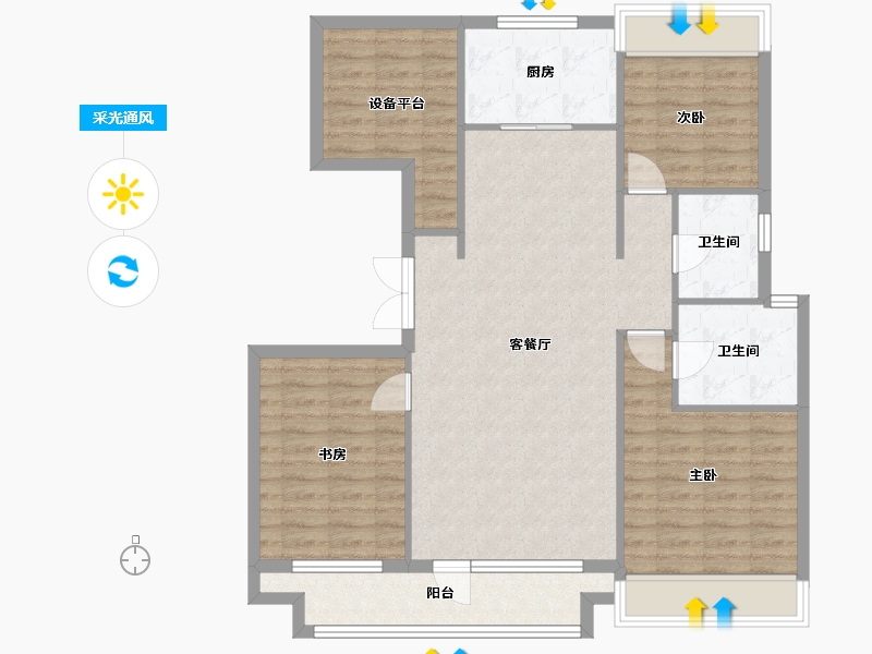 辽宁省-沈阳市-荣盛锦绣御府梅江街（13,5,11,6）号楼134m²-105.57-户型库-采光通风