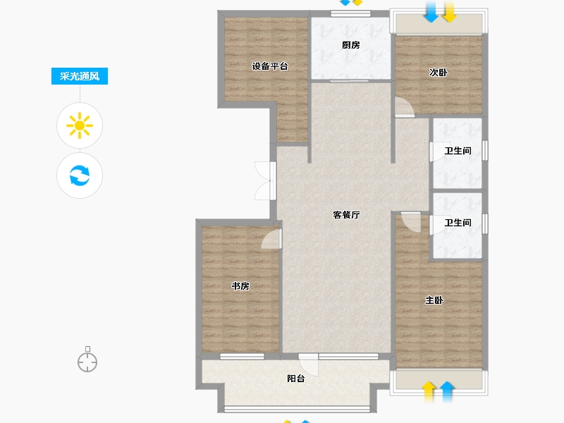 辽宁省-沈阳市-荣盛锦绣御府梅江街（13,5,11,6,7）号楼137m²-135.03-户型库-采光通风