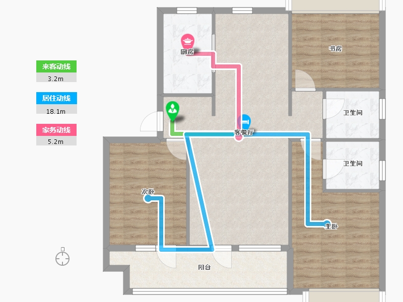 辽宁省-沈阳市-荣盛锦绣御府梅江街（18,1,2,3,15）号楼128m²-97.60-户型库-动静线