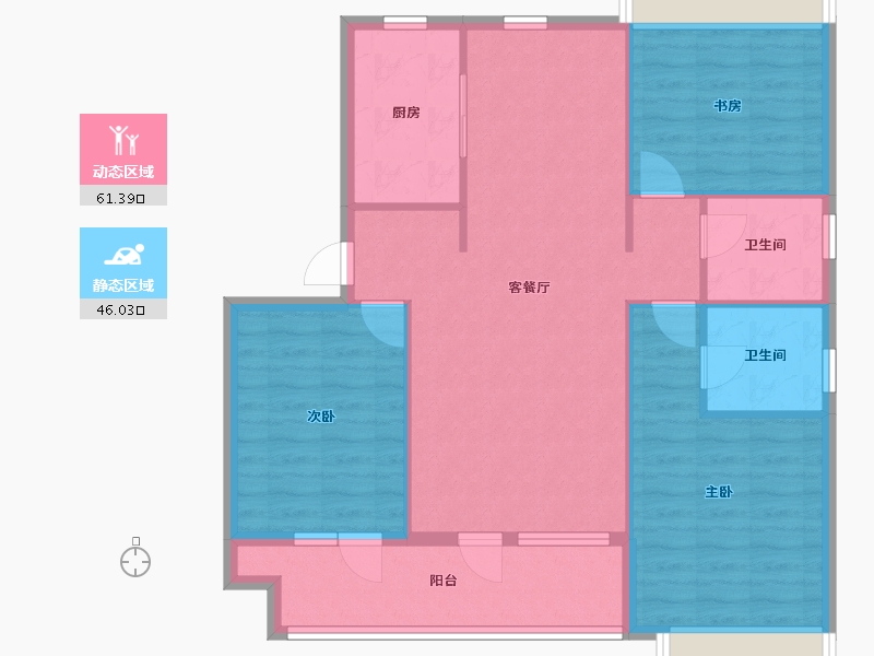 辽宁省-沈阳市-荣盛锦绣御府梅江街（18,1,2,3,15）号楼128m²-97.60-户型库-动静分区