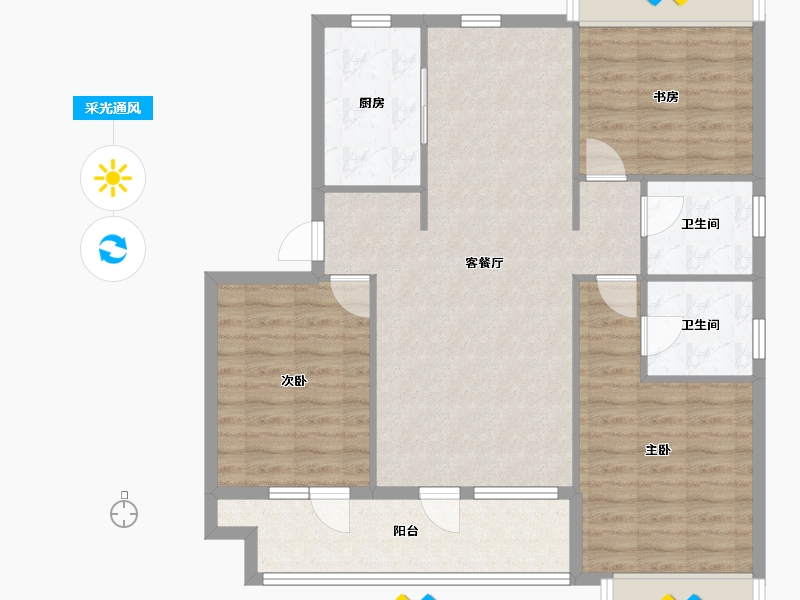 辽宁省-沈阳市-荣盛锦绣御府梅江街（18,1,2,3,15）号楼128m²-97.60-户型库-采光通风