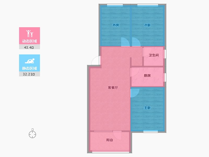 辽宁省-沈阳市-荣盛锦绣御府梅江街（21,19,20）号楼88m²-68.63-户型库-动静分区