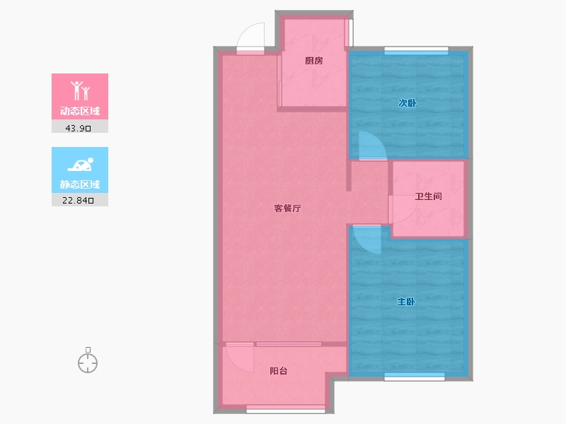 辽宁省-沈阳市-荣盛锦绣御府梅江街（23，24）号楼78m²-60.55-户型库-动静分区