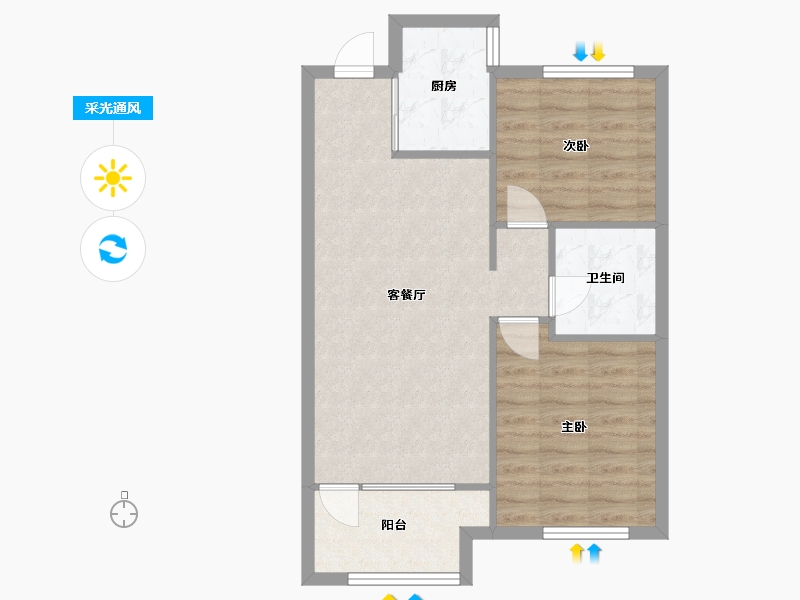 辽宁省-沈阳市-荣盛锦绣御府梅江街（23，24）号楼78m²-60.55-户型库-采光通风