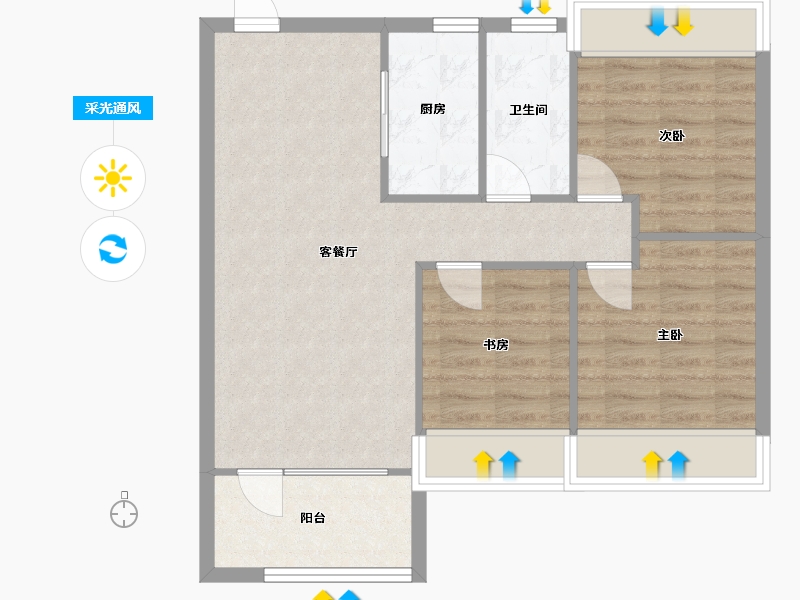 辽宁省-沈阳市-荣盛锦绣御府梅江街（21,19,20）号楼97m²-69.92-户型库-采光通风