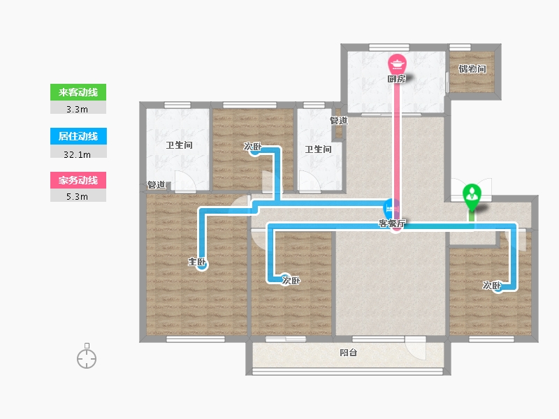 辽宁省-沈阳市-保利白沙林语145m²-121.12-户型库-动静线