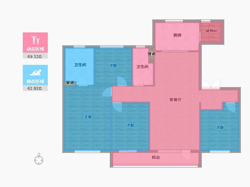 辽宁省-沈阳市-保利白沙林语145m²-121.12-户型库-动静分区