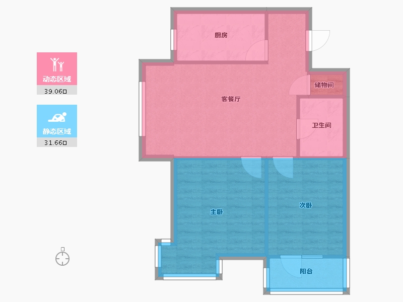 辽宁省-沈阳市-世纪学府皇姑区淮河街11号（A座）80m²-64.00-户型库-动静分区