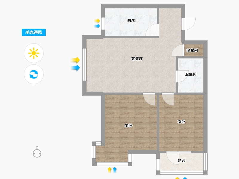 辽宁省-沈阳市-世纪学府皇姑区淮河街11号（A座）80m²-64.00-户型库-采光通风