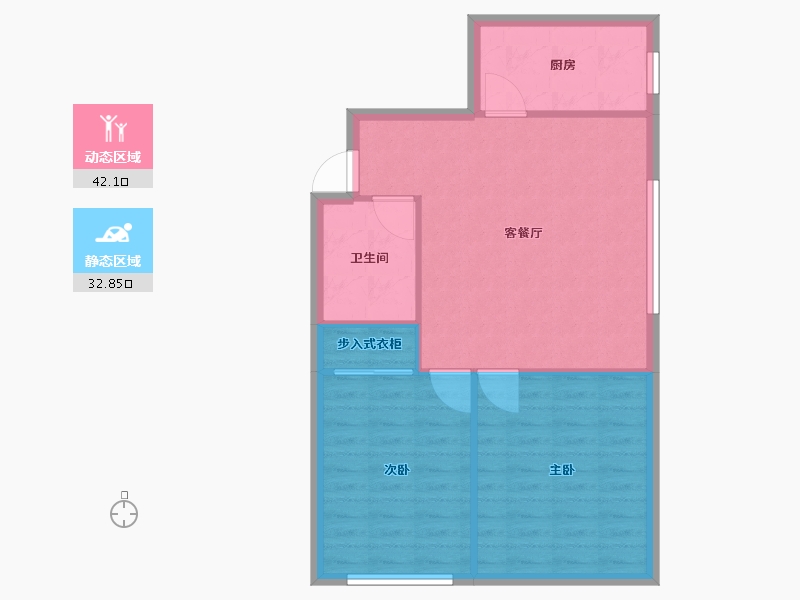 辽宁省-沈阳市-世纪学府皇姑区淮河街11号（A座）86m²-68.80-户型库-动静分区