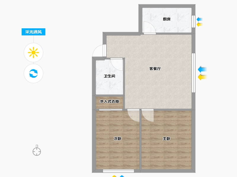 辽宁省-沈阳市-世纪学府皇姑区淮河街11号（A座）86m²-68.80-户型库-采光通风