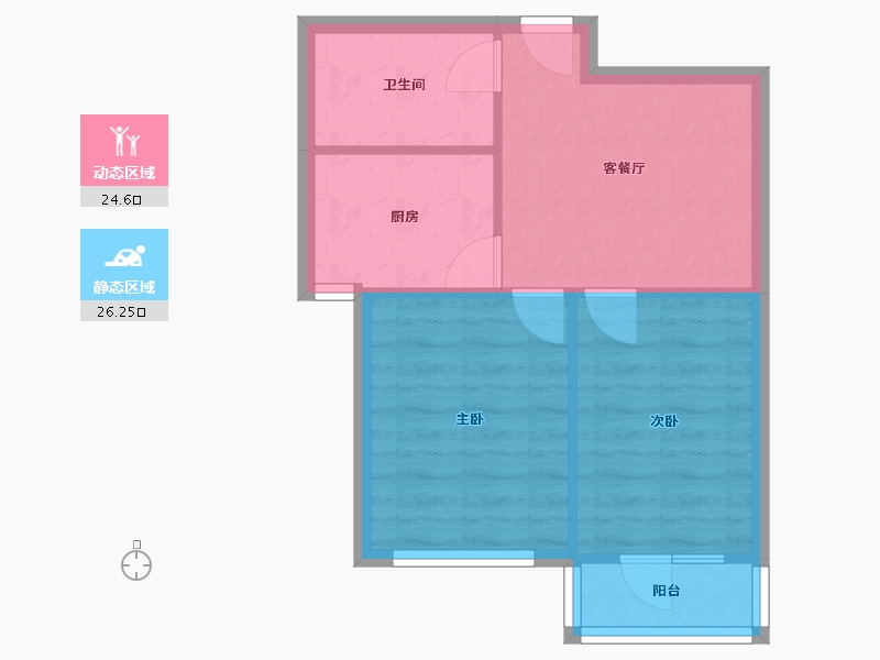 辽宁省-沈阳市-世纪学府皇姑区淮河街13号（B座）57m²-45.61-户型库-动静分区