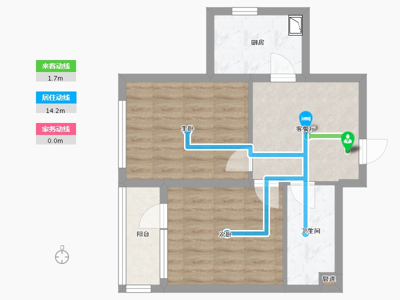 辽宁省-沈阳市-世纪学府皇姑区淮河街13号（B座）59m²-47.96-户型库-动静线