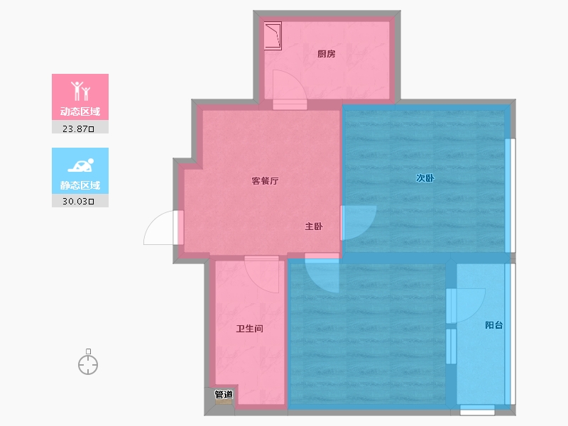 辽宁省-沈阳市-世纪学府皇姑区淮河街13号（B座）59m²-47.38-户型库-动静分区