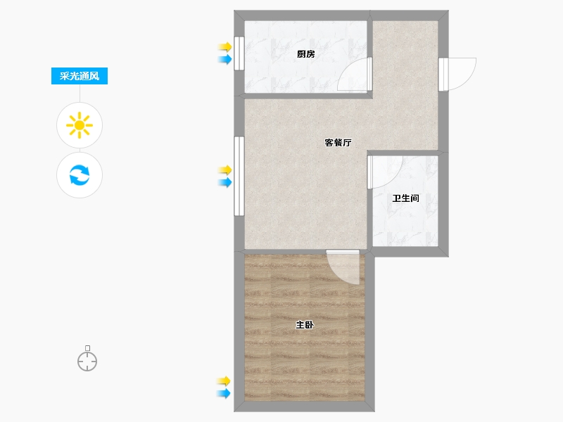 辽宁省-沈阳市-世纪学府皇姑区淮河街13号（B座）48m²-38.40-户型库-采光通风