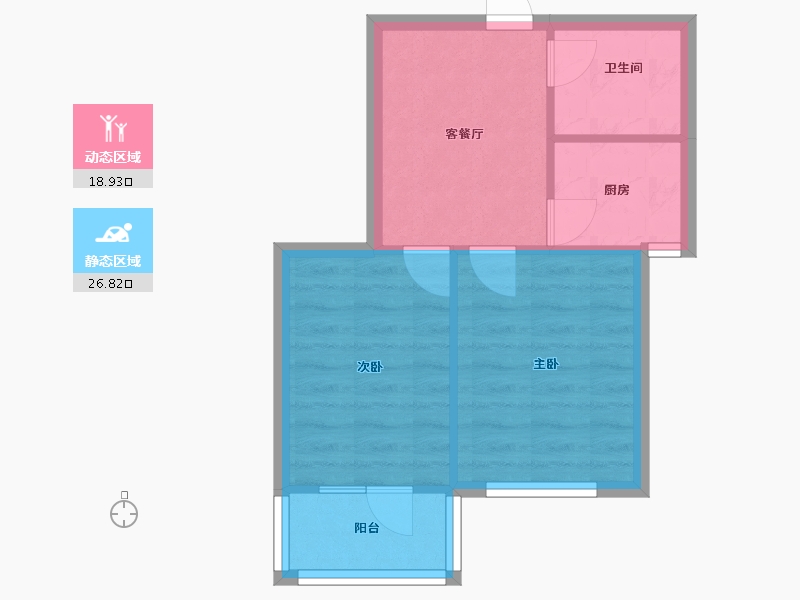 辽宁省-沈阳市-世纪学府皇姑区淮河街13号（B座）51m²-40.80-户型库-动静分区