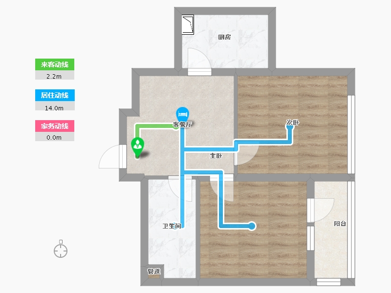 辽宁省-沈阳市-世纪学府皇姑区淮河街13号（B座）59m²-47.38-户型库-动静线