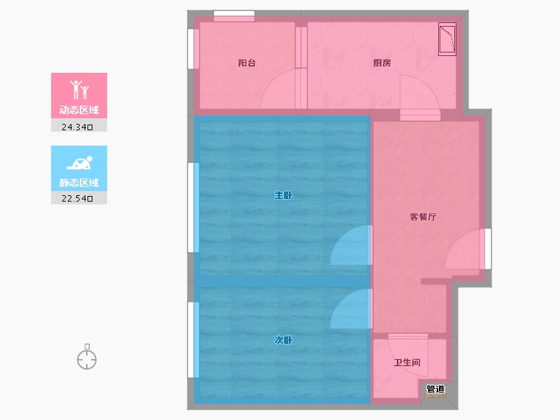 辽宁省-沈阳市-世纪学府皇姑区淮河街17号（C座）51m²-40.84-户型库-动静分区