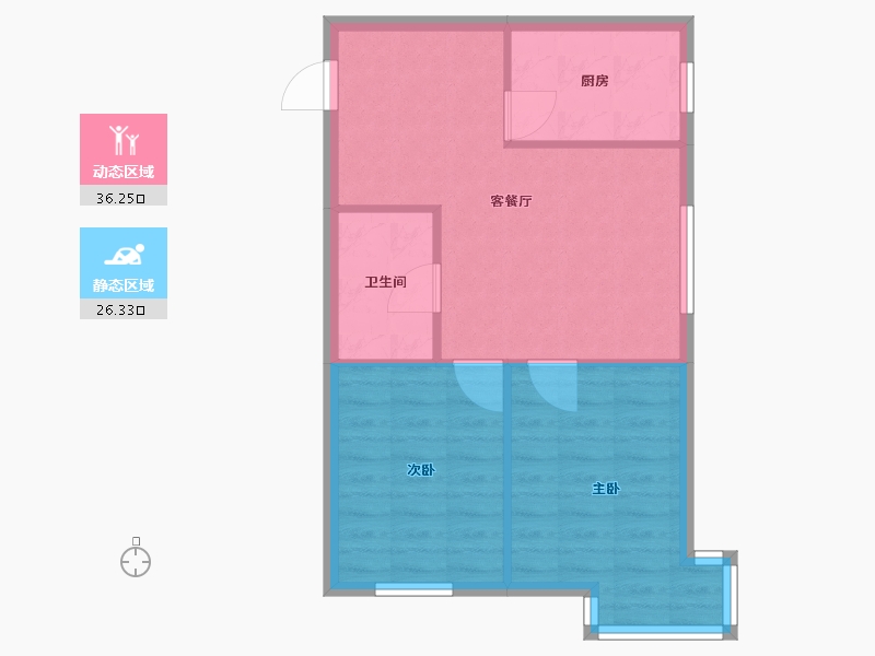 辽宁省-沈阳市-世纪学府皇姑区淮河街13号（B座）71m²-56.80-户型库-动静分区