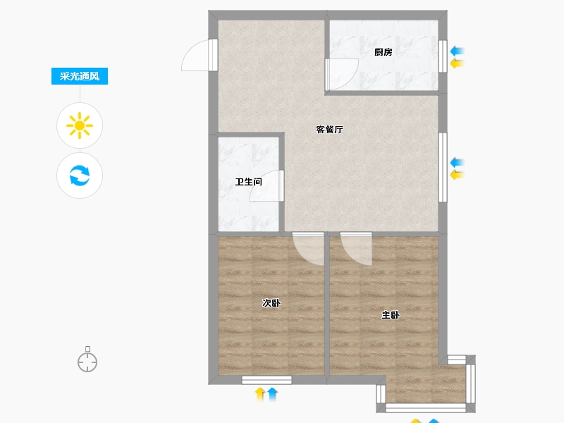 辽宁省-沈阳市-世纪学府皇姑区淮河街13号（B座）71m²-56.80-户型库-采光通风