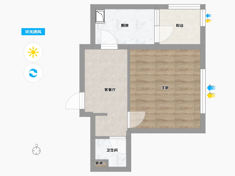 辽宁省-沈阳市-世纪学府皇姑区淮河街17号（C座）42m²-34.21-户型库-采光通风