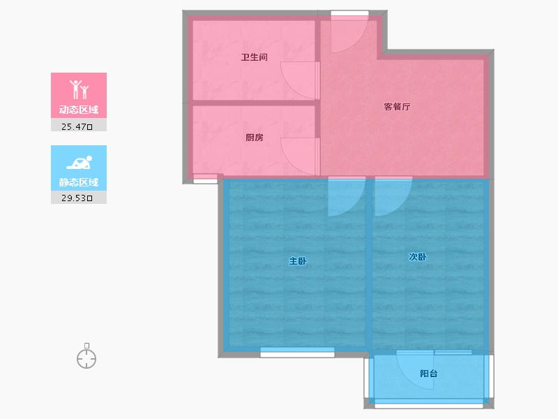 辽宁省-沈阳市-世纪学府皇姑区淮河街17号（C座）62m²-49.60-户型库-动静分区