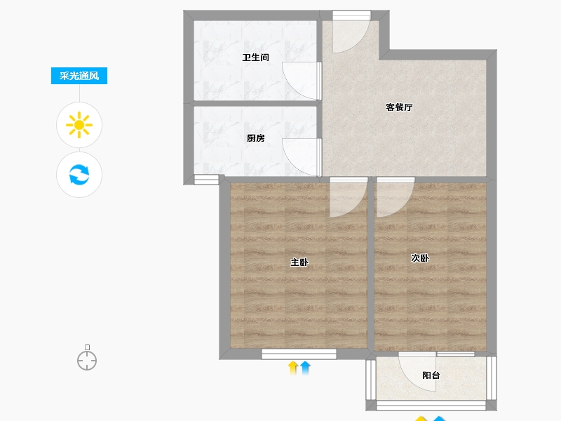 辽宁省-沈阳市-世纪学府皇姑区淮河街17号（C座）62m²-49.60-户型库-采光通风