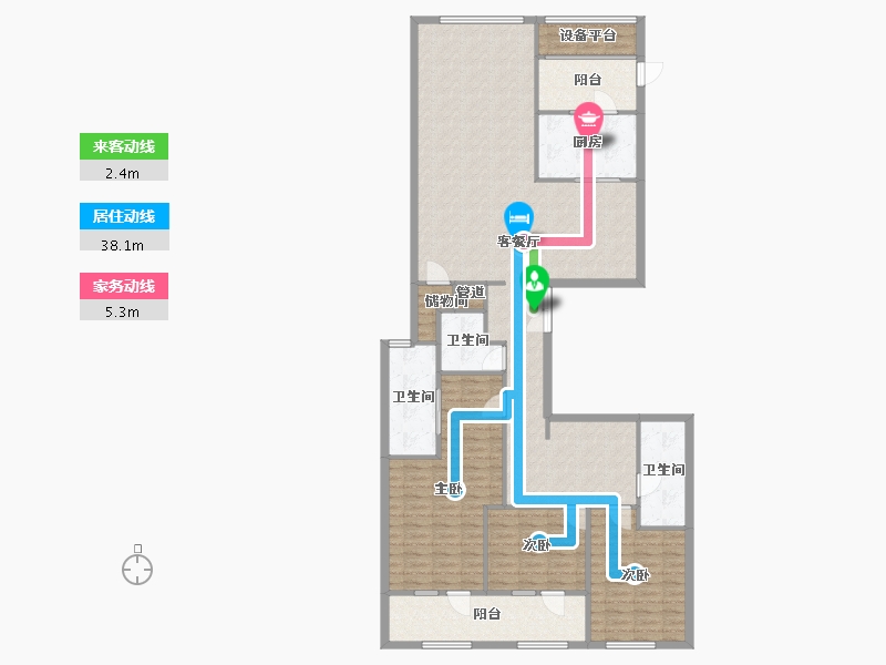 辽宁省-沈阳市-泰和龙庭黄河南大街（6,7）号楼195m²-156.00-户型库-动静线