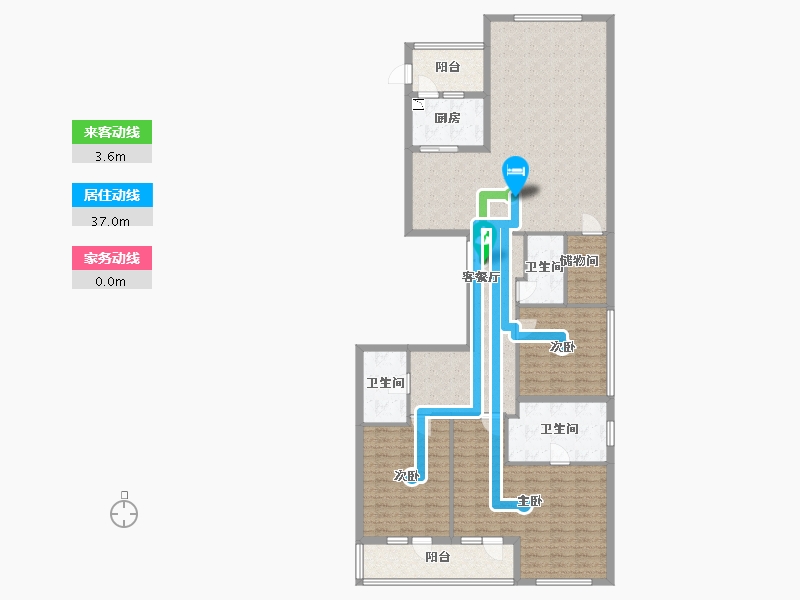 辽宁省-沈阳市-泰和龙庭黄河南大街118-7号（7号楼）221m²-157.74-户型库-动静线