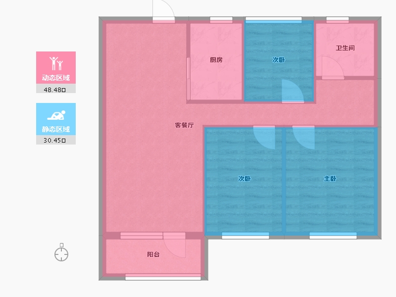 辽宁省-沈阳市-万科首府未来城鸭绿江北街（1-10,2-2,8)99m²-71.28-户型库-动静分区