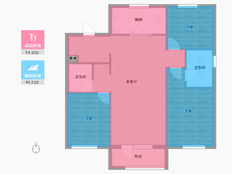 辽宁省-沈阳市-万科首府未来城鸭绿江北街120m²-86.65-户型库-动静分区