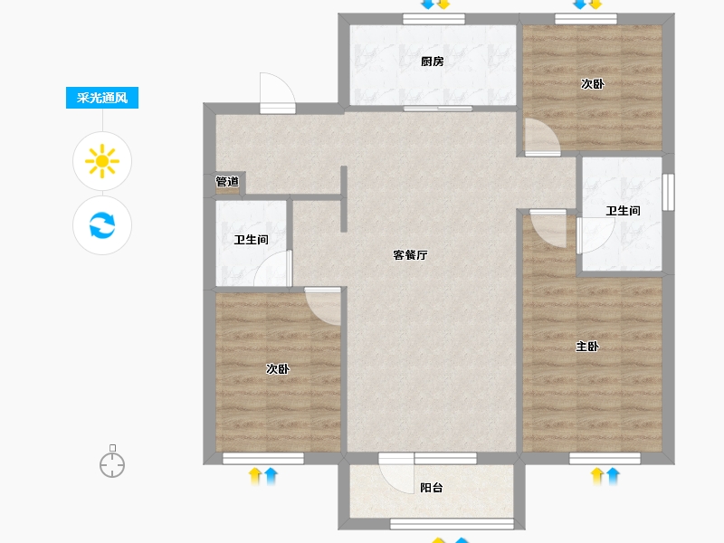 辽宁省-沈阳市-万科首府未来城鸭绿江北街120m²-86.65-户型库-采光通风