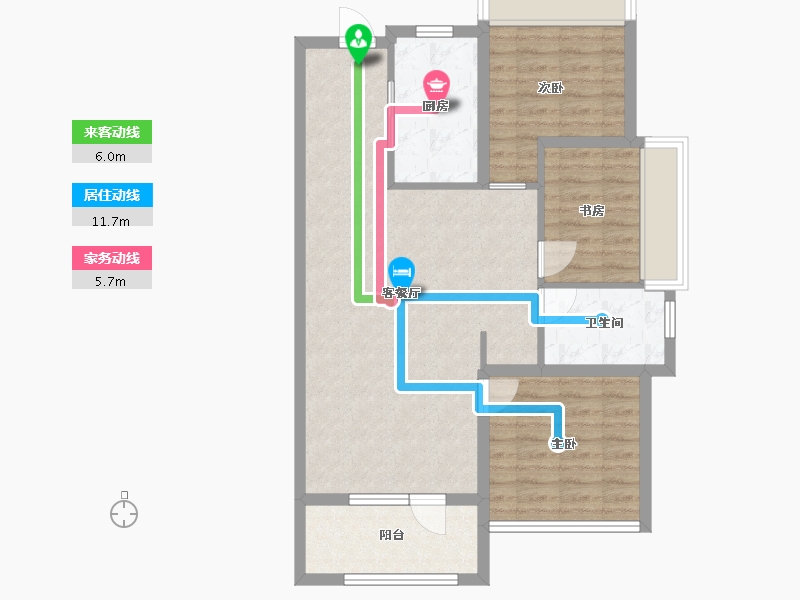 辽宁省-沈阳市-旭辉公元鸭绿江东街（H1,H2)号102m²-81.60-户型库-动静线