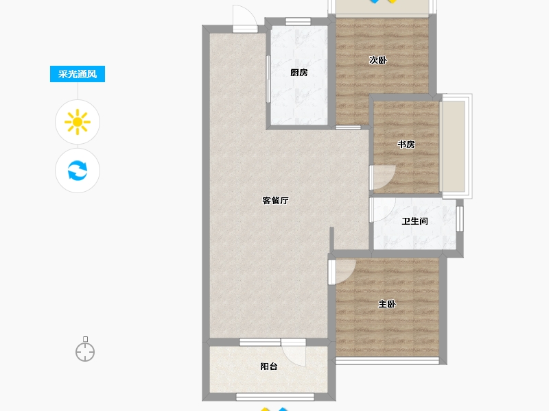 辽宁省-沈阳市-旭辉公元鸭绿江东街（H1,H2)号102m²-81.60-户型库-采光通风