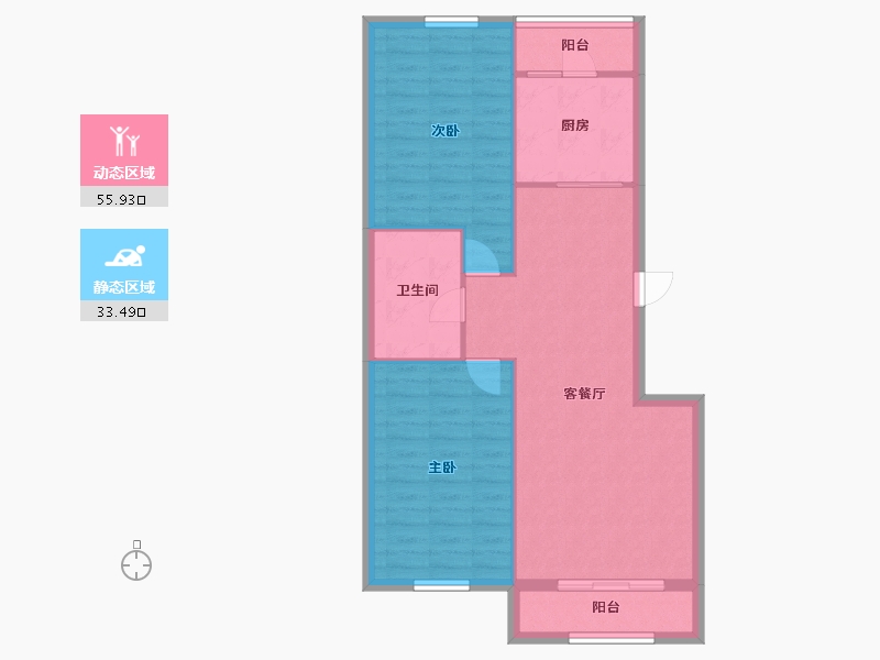 辽宁省-沈阳市-中冶溪湖芳庭文大路224-10号（B10号楼）107m²-81.70-户型库-动静分区