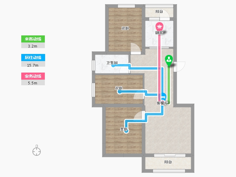 辽宁省-沈阳市-中冶溪湖芳庭文大路224-7号（B7号楼）92m²-65.24-户型库-动静线