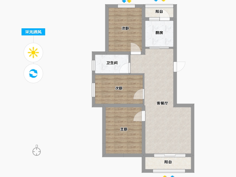 辽宁省-沈阳市-中冶溪湖芳庭文大路224-7号（B7号楼）92m²-65.24-户型库-采光通风