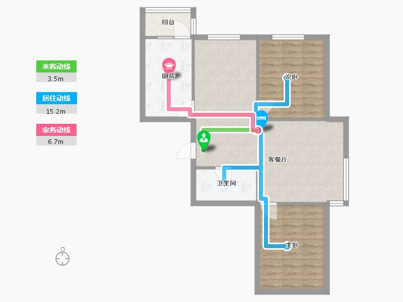 辽宁省-沈阳市-中冶溪湖芳庭文大路（B16,B15）号楼97m²-72.89-户型库-动静线